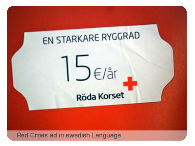 swedish red cross ad â€œEin Starkes Rückrad für 15 Euro/Jahrâ€